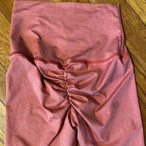 Abs2b heather red ruched bottom high‎ waist cropped leggings